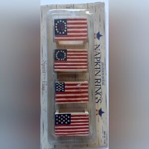 Brandon House Spirit Of The Flag Wooden Napkin Rings Set Of 4